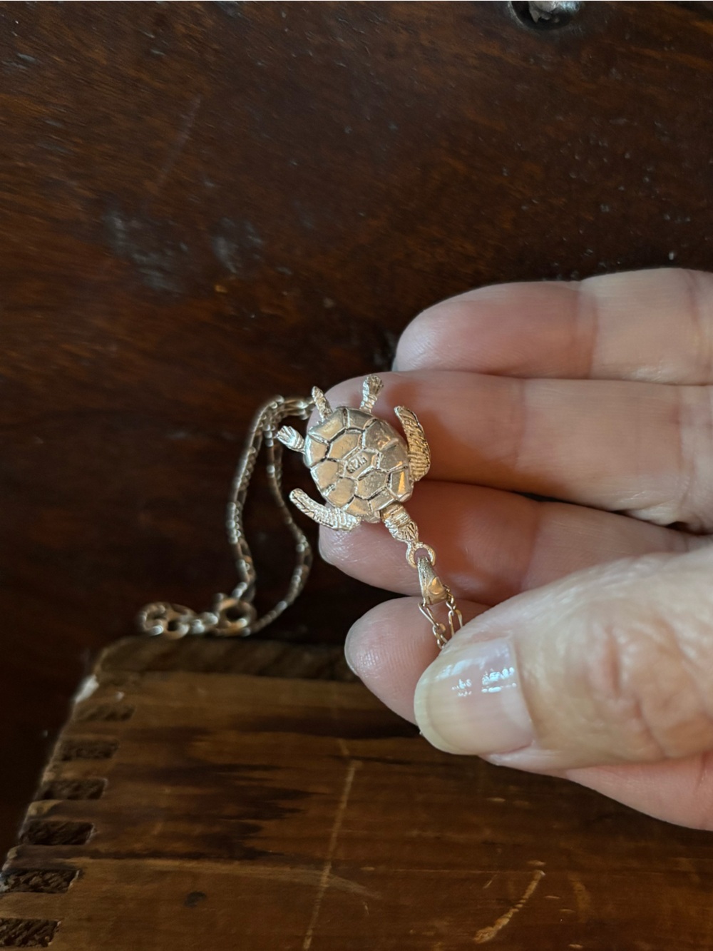 Vintage Sterling Silver Sea Turtle Pendant Necklace - Picture 10 of 13